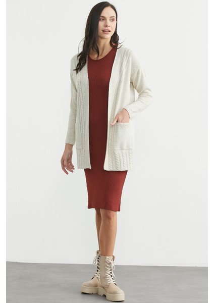 Büyük Beden Cepli Uzun Triko Hırka - Taş fiyatları