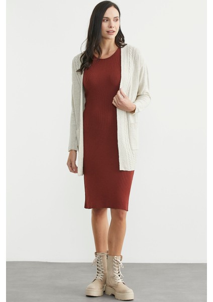 Büyük Beden Cepli Uzun Triko Hırka - Taş modelleri