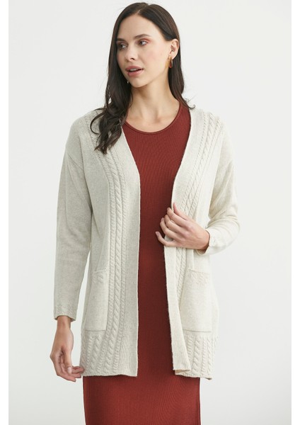 Büyük Beden Cepli Uzun Triko Hırka - Taş fırsatları