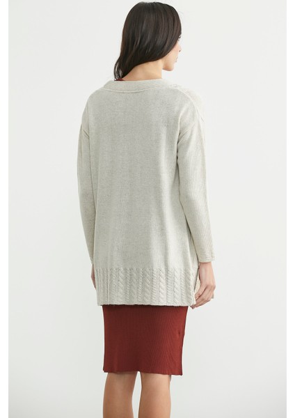 Büyük Beden Cepli Uzun Triko Hırka - Taş indirimleri