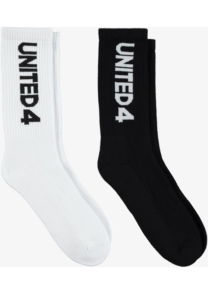 4 Street Essentials Crew Unisex Siyah/beyaz 2'li Çorap