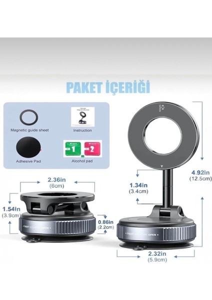 Dönebilen Ayarlanabilir Vakumlu Araç Içi Telefon Tutucu Magsafe Özellikli Telefon Tutucu fiyatları
