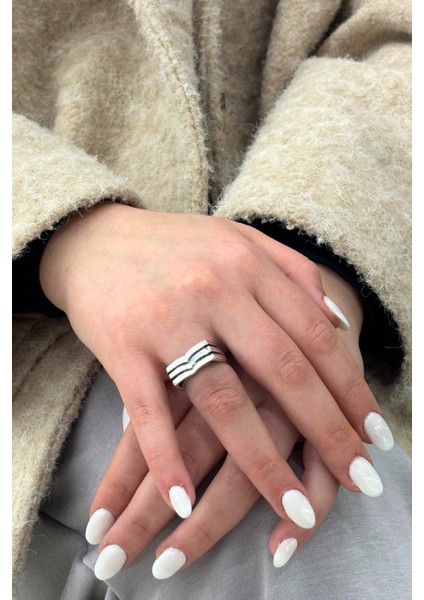 Vira Kare Modern Tasarım Gümüş Kadın Yüzük