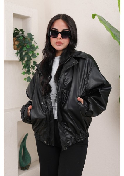 Oversize Vintage Bomber Deri Ceket fiyatları