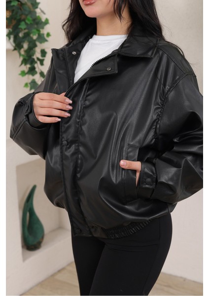 Oversize Vintage Bomber Deri Ceket indirimleri