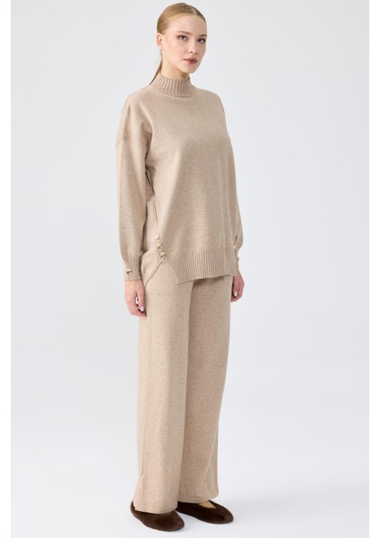 22003 Yanları Düğmeli Triko Ikili Takım