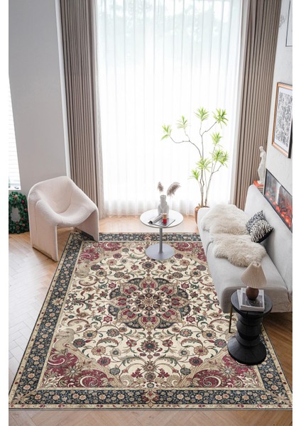 Yeni Desen Yıkanabilir Kaymaz Tabanlı Bohem Tarz Dijital Baskı Salon Halısı, Yumuşak Dokulu Lüks Halı Modeli ve 40 x 60 Bordo Renk Dikdörtgen Halı