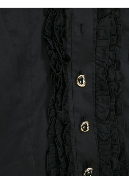 Ruffle Kadın Siyah Gömlek fiyatları