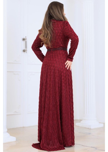 Lina Tesettür Abiye Elbise Bordo fırsatları