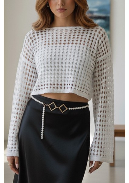 Pınkmark Kadın Gold Baklava Figürlü Inci Zincir Kemer PMKM25627