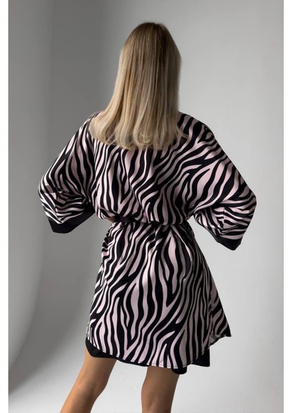 Pudra Siyah Leopar Dijital Baskılı Gecelik & Pudra Siyah M fırsatları