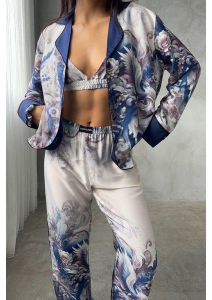 Gizotti D Acqua Saten Üçlü Pijama Takımı S modelleri