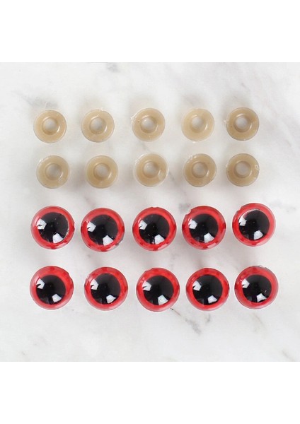 Leyloş 14 mm Kırmızı 5 Çift Amigurumi Göz