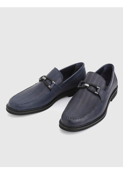 Spiro Hakiki Baskılı Deri Lacivert Erkek Loafer Ayakkabı fiyatları