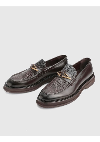 Lufin Hakiki Kroko Deri Kahverengi Erkek Loafer fiyatları