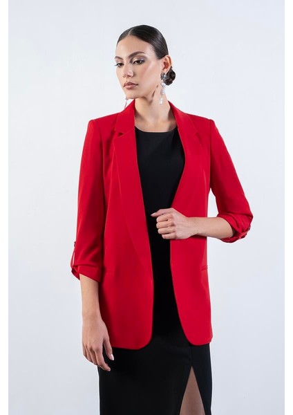 Medarda Salaş Krep Ceket Kırmızı fiyatları
