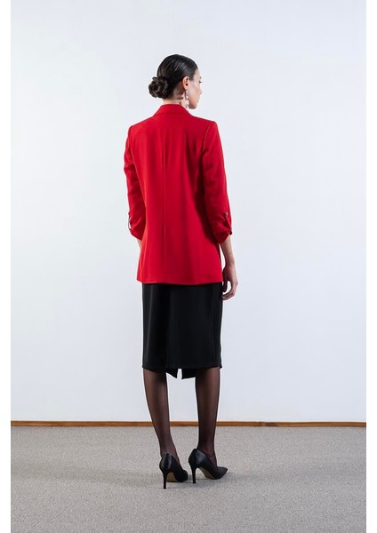 Medarda Salaş Krep Ceket Kırmızı fırsatları