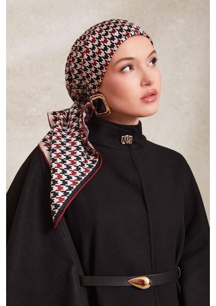 Kiremit Kazayağı Desen Twill İpek Eşarp