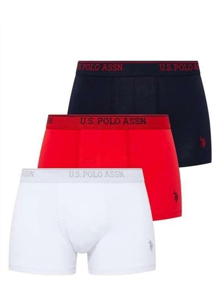 Erkek 3'lü Boxer -Kırmızı-Beyaz-Lacivert -TLY80097K