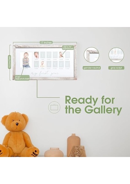 My First Year Fotoğraf Anları Bebek Hatıra Resim Çerçevesi, Bebeğin Ilk Yıl Fotoğraf Çerçevesi, Anneler Günü Aksesuarı, Cinsiyetsiz Bebek Kilometre Taşı Kreş Dekoru, Rustik indirimleri