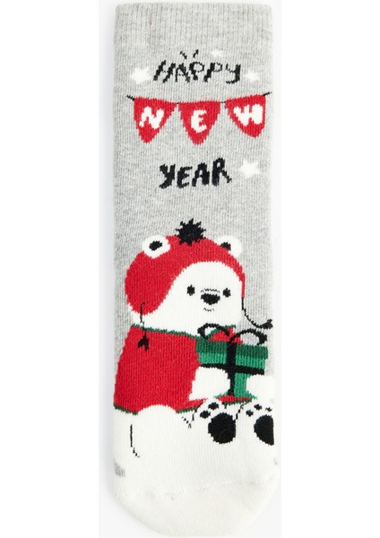 Yeni Yıl Temalı Pamuklu Havlu Çorap