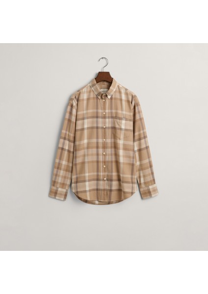Kadın Kahverengi Relaxed Fit Düğmeli Yaka Kareli Gömlek fırsatları