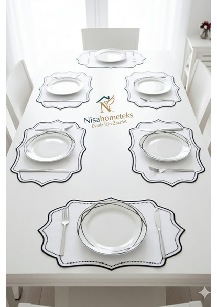 6 Adet Nakışlı Keten Amerikan Servis - Keten Supla fiyatları