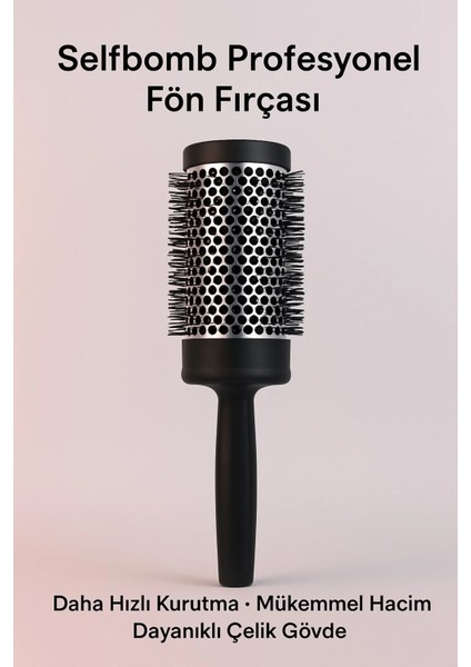 Profesyonel Fön Fırçası – Isıya Dayanıklı Alüminyum Gövde, Hızlı Kurutma & Hacim
