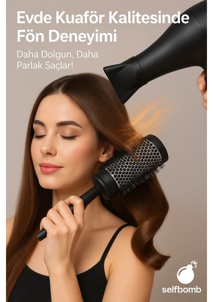 Profesyonel Fön Fırçası – Isıya Dayanıklı Alüminyum Gövde, Hızlı Kurutma & Hacim indirimleri