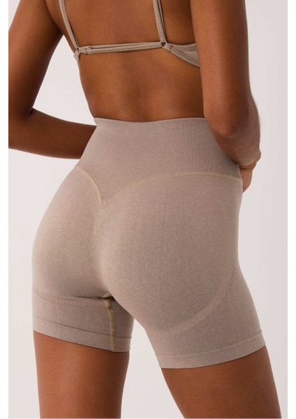 Aura Spor Şort Yüksek Bel Esnek Şekillendirici ve Toparlayıcı Seamless Tayt Kısa Şort