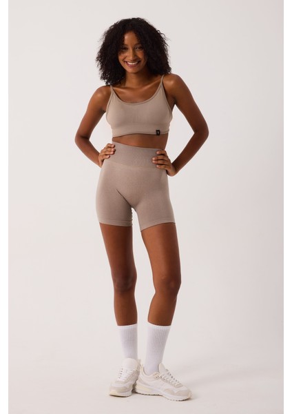 Aura Spor Şort Yüksek Bel Esnek Şekillendirici ve Toparlayıcı Seamless Tayt Kısa Şort fırsatları