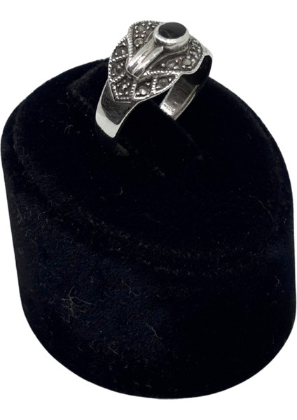 Markazit Taşlı Siyah Mineli Gümüş Kadın Yüzük fiyatları