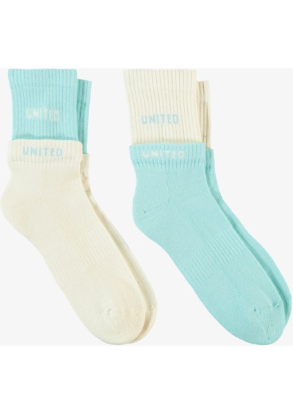 Unıted4 Kadın Mavi/beyaz 2'li Çorap indirimleri