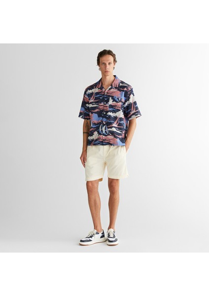 Erkek Lacivert Relaxed Fit Klasik Yaka Desenli Gömlek modelleri