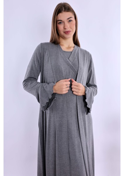 Füme Sabahlıklı Hamile Lohusa Gecelik Takım fiyatları