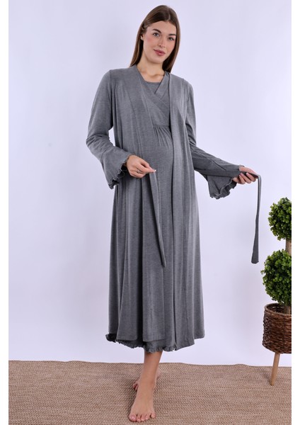 Füme Sabahlıklı Hamile Lohusa Gecelik Takım fırsatları