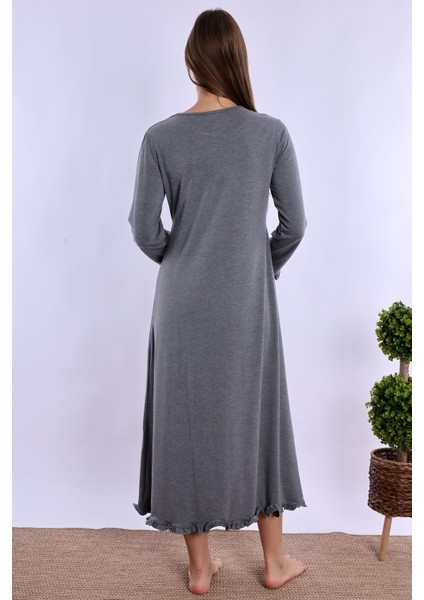 Füme Sabahlıklı Hamile Lohusa Gecelik Takım