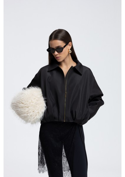 Astrid Mevsimlik Siyah Kısa Bomber Ceket