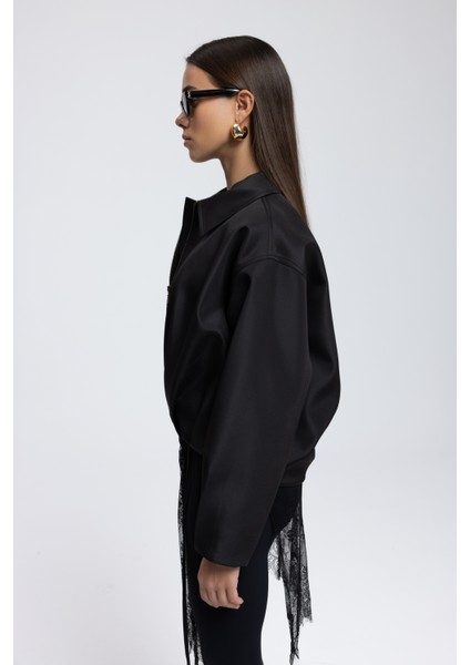 Astrid Mevsimlik Siyah Kısa Bomber Ceket modelleri