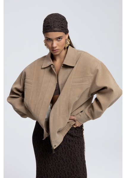 Osea Unisex Koyu Bej Bomber Ceket