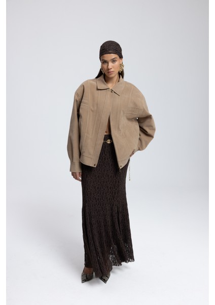 Osea Unisex Koyu Bej Bomber Ceket modelleri