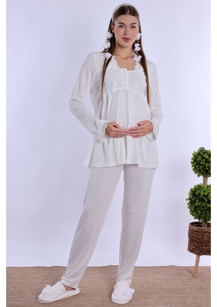 Ekru Hamile Lohusa Pijama Takımı indirimleri
