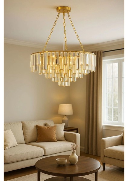 Güneş Model Şık Kristal Tarz Kristal Salon Oturma Yemek Odası Hol Antre Avize