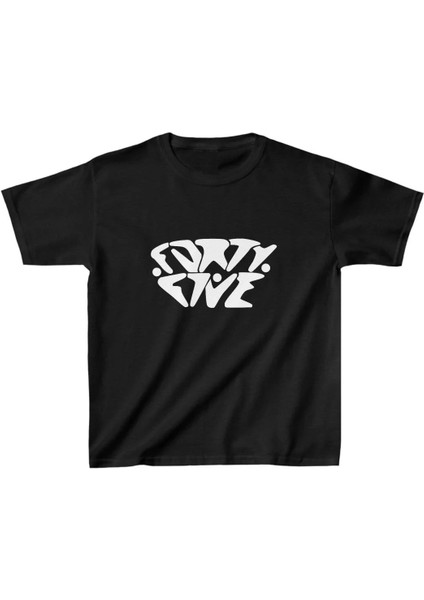 Unisex Çocuk Baskılı T-Shirt - Siyah