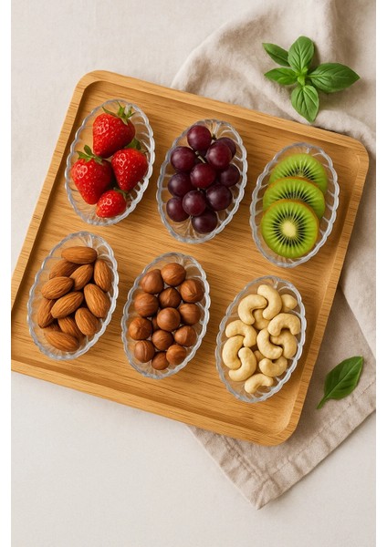 Yaprak Model Kayık Çerezlik-Kase 6 Parça