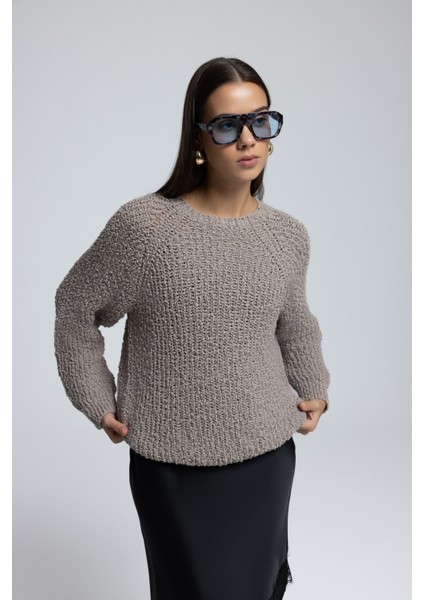 Latte Bisiklet Yaka Vizon Triko Kazak modelleri