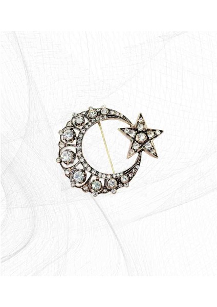 Ayyıldız Zirkon Taşlı Antik Broş fiyatları