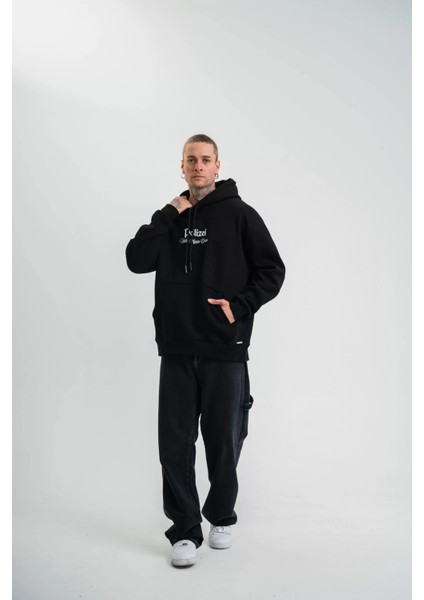 Üç Iplik Kapşonlu Dijital Patchli Sweatshirt - Siyah fiyatları