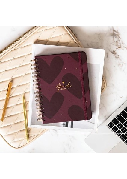 Spiralli Süresiz Planlayıcı Ajanda Kalp - 15X21