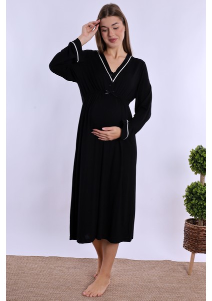 Siyah Hamile Lohusa Gecelik